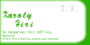 karoly hiri business card